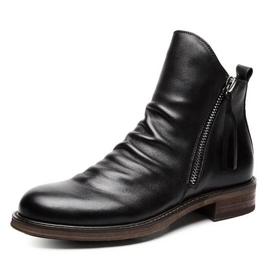 Men's premium leather Martin boots by MANDOTOS featuring classic lace-up design and rugged soles for durable style.