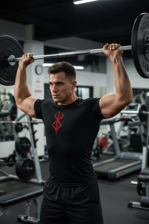 Mandotos men's short sleeve compression rash guard shirt with colorful print, quick-dry fabric, ideal for gym workouts and athletic activities.