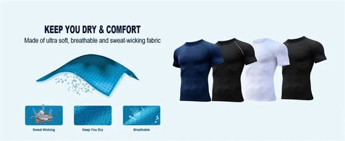 Mandotos men's short sleeve compression rash guard shirt with colorful print, quick-dry fabric, ideal for gym workouts and athletic activities.