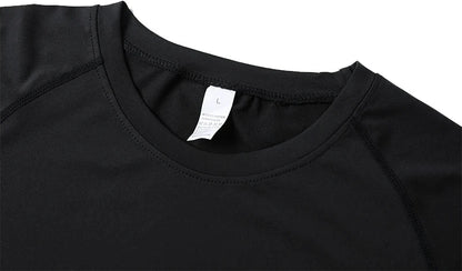 Mandotos men's short sleeve compression rash guard shirt, quick-dry athletic top designed for gym workouts and active summer wear.