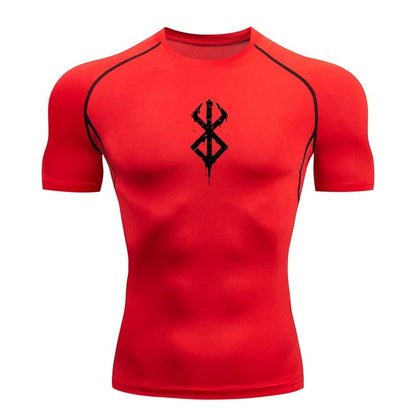 Mandotos men's short sleeve compression rash guard shirt with vibrant print, quick-dry fabric, ideal for gym workouts and athletic wear