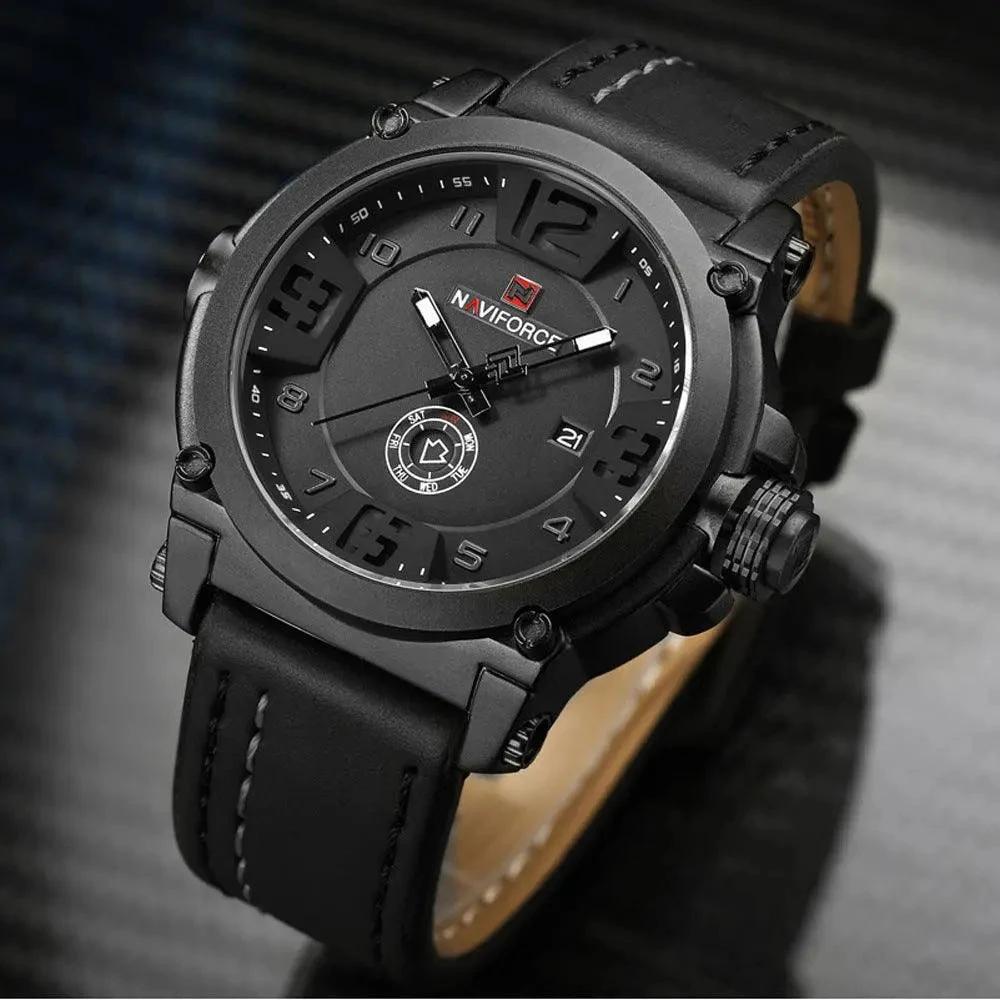 Mandotos men's quartz watch with calendar display, water-resistant timepiece showing a sleek dial and stainless steel strap.