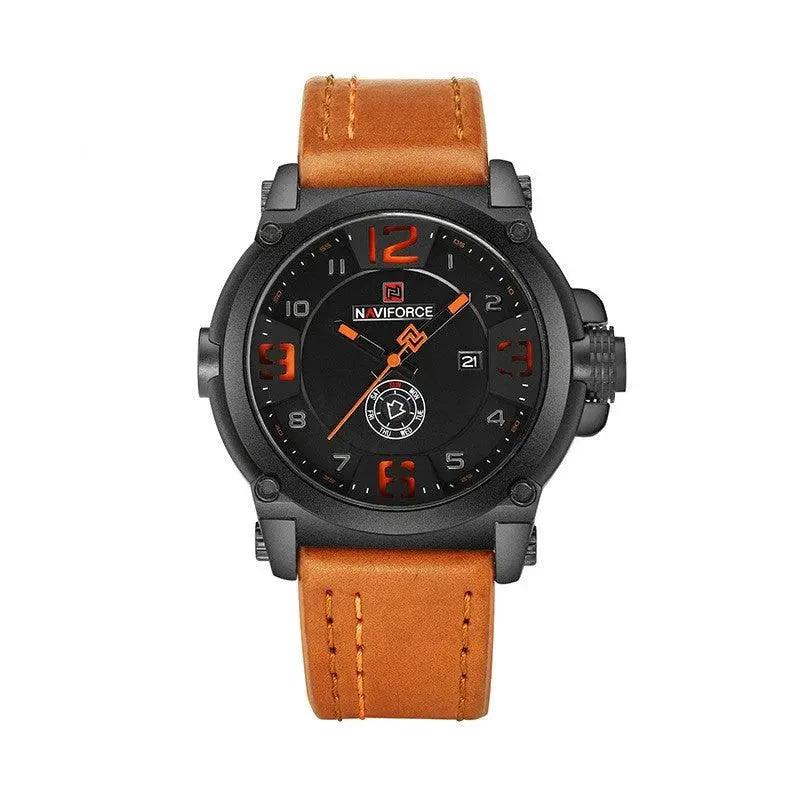 Men's MANDOTOS quartz watch with calendar, water-resistant timepiece, featuring a sleek dial and durable strap.