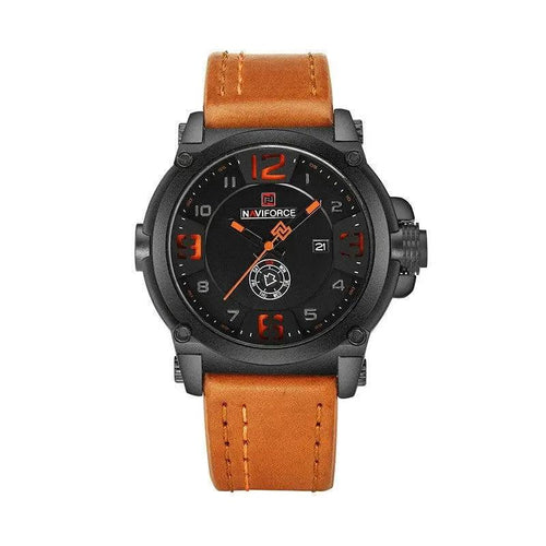 Men's MANDOTOS quartz watch with calendar, water-resistant timepiece, featuring a sleek dial and durable strap.