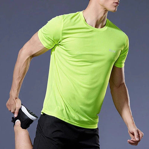 Men's quick dry compression fitness T-shirt by MANDOTOS, shown in black with a fitted athletic design.