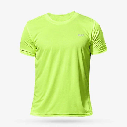 Mandotos men's quick dry compression fitness T-shirt showing a snug fit, breathable fabric, and athletic style for workout performance.