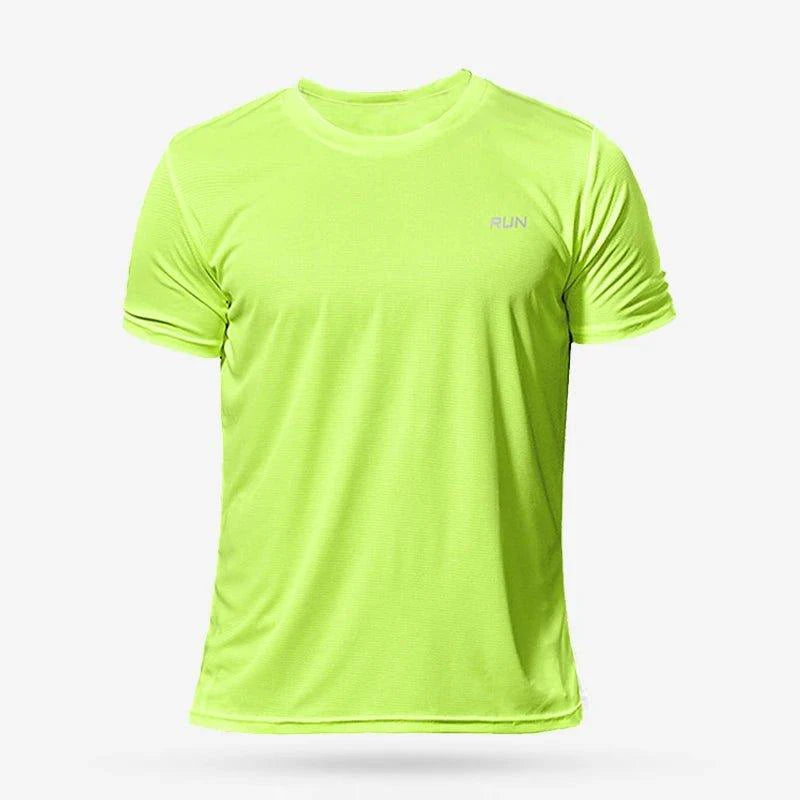 Men's quick dry compression fitness T-shirt by MANDOTOS, shown in black with a fitted athletic design.