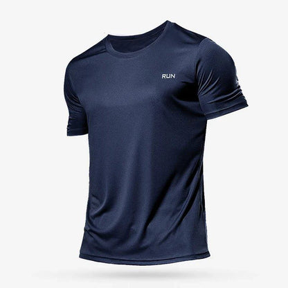 Men's quick dry compression fitness T-shirt by MANDOTOS, shown in a sleek, fitted design ideal for active workouts and sports.