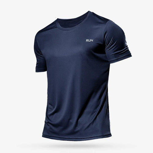 Men's quick dry compression fitness T-shirt by MANDOTOS, shown in a sleek, fitted design ideal for active workouts and sports.