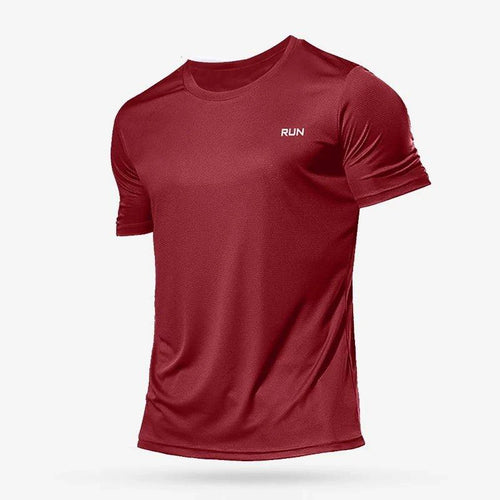Men's quick dry compression fitness T-shirt by MANDOTOS, shown in black with athletic fit and moisture-wicking fabric.