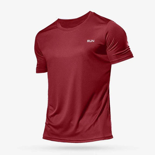 Men's quick dry compression fitness T-shirt by MANDOTOS, shown in black with athletic fit and moisture-wicking fabric.