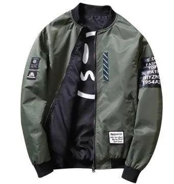 Men's reversible flight jacket by MANDOTOS, suitable for autumn and winter, showing both outer and inner fabric details.