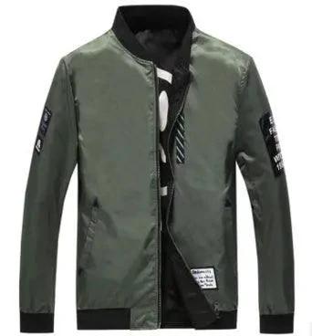 Men's reversible flight jacket by MANDOTOS, designed for autumn and winter, showing the jacket's outer and inner reversible sides.