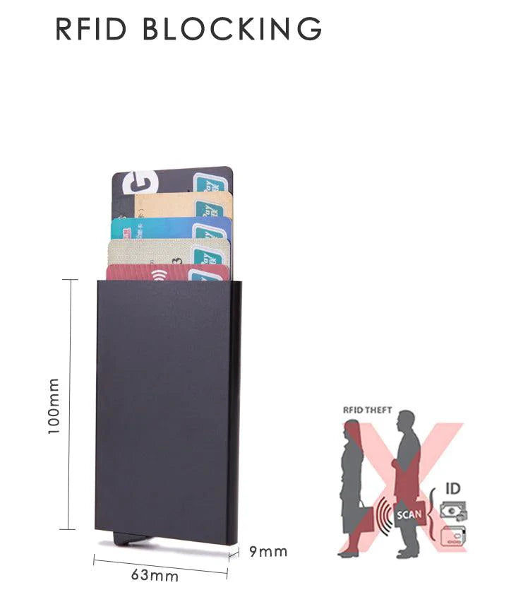 Men's RFID Slim Carbon Fiber Money Clip and Card Holder by MANDOTOS, sleek black wallet with multiple card slots and secure cash clip.