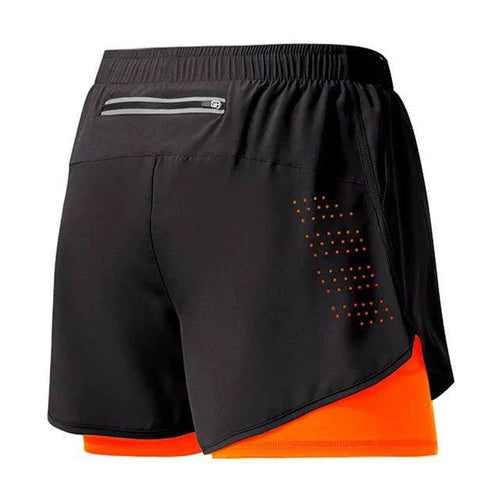 Mandotos men's black quick-drying running shorts with double-layer design, ideal for fitness, workout, and bodybuilding training.