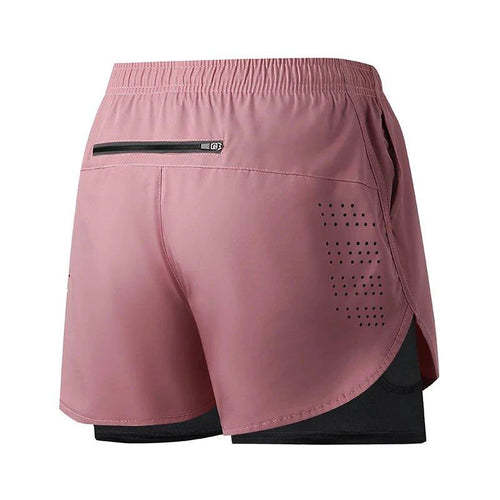 Men's black quick-drying running shorts by MANDOTOS featuring double-layer design for fitness, workout, and bodybuilding activities.