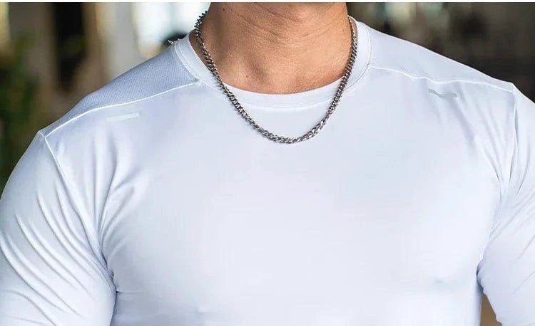 Mandotos men's long sleeve sports fitness shirt, quick-dry outdoor badminton and running top, lightweight casual bodybuilding sportswear