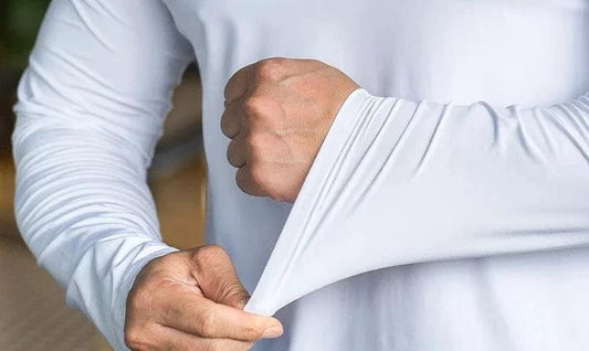 Mandotos men's long sleeve sports fitness shirt, quick-dry outdoor badminton and running top, ideal for casual bodybuilding workouts.