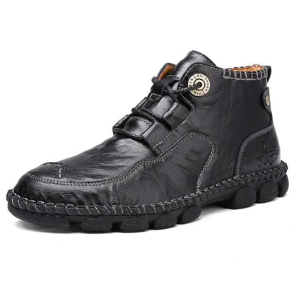 Men's stylish ankle boots by MANDOTOS featuring sleek leather design and modern lace-up closure.