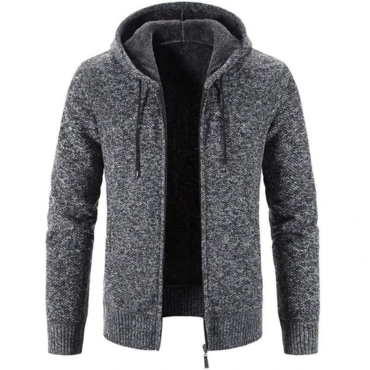 Men's stylish fleece cardigan jacket by MANDOTOS, featuring a cozy knit design and a modern fit, suitable for casual wear.