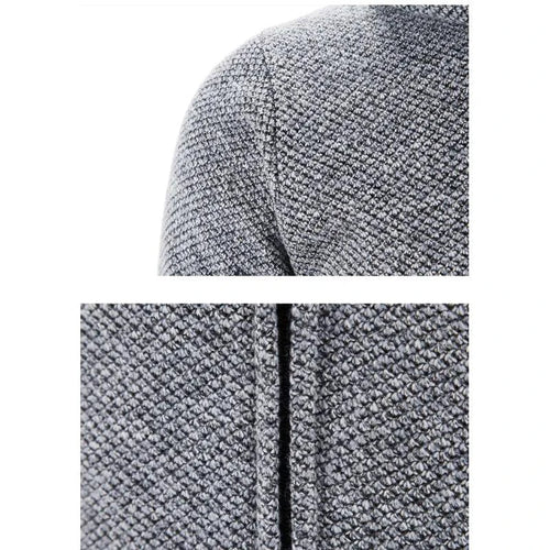 Men's stylish fleece cardigan jacket by MANDOTOS featuring a cozy fit, front pockets, and a modern design.