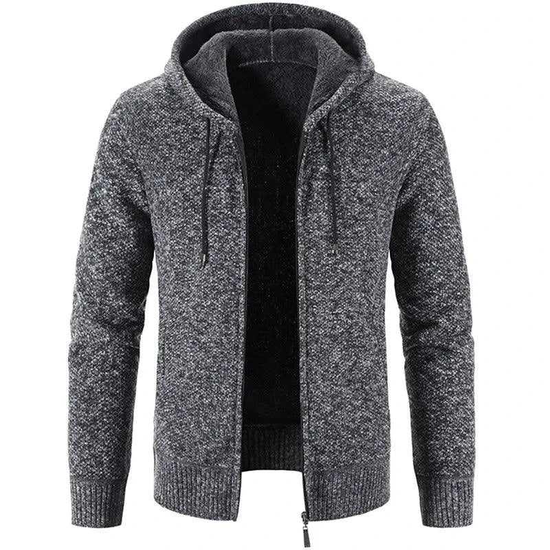 Men's stylish fleece cardigan jacket by MANDOTOS with a cozy knit design and button closure, perfect for casual wear.