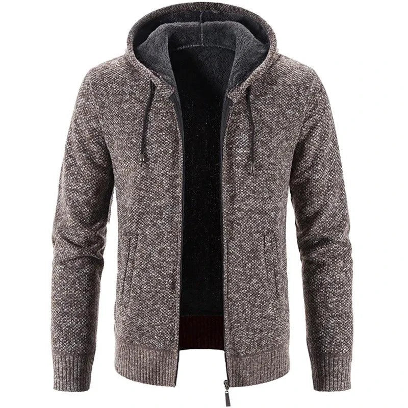 Men's stylish fleece cardigan jacket by MANDOTOS, featuring a cozy knit design and button closure, ideal for casual wear.
