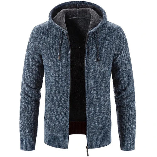 Men's stylish fleece cardigan jacket by MANDOTOS, featuring a cozy knit design, front pockets, and a versatile casual fit.