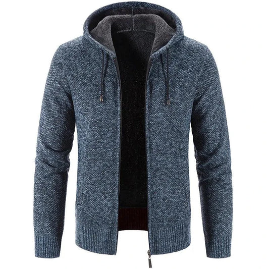 Men's stylish fleece cardigan jacket by MANDOTOS, featuring a cozy knit design, front pockets, and a versatile casual fit.