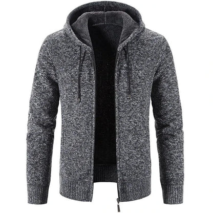 Men's stylish fleece cardigan jacket by MANDOTOS, featuring a cozy knit design and button closure, perfect for casual wear.