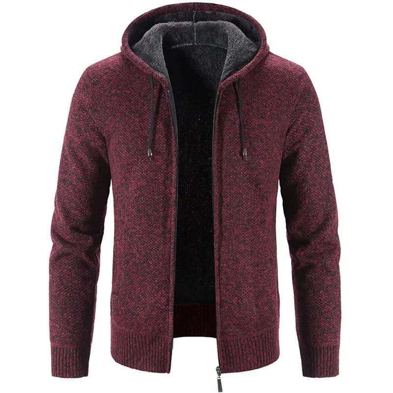 Men's stylish fleece cardigan jacket by MANDOTOS, featuring a cozy design, front buttons, and a comfortable fit in neutral tones.