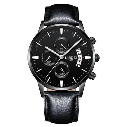 Men's MANDOTOS stylish watch with a sleek silver dial and leather strap, showcasing a modern, elegant timepiece design.