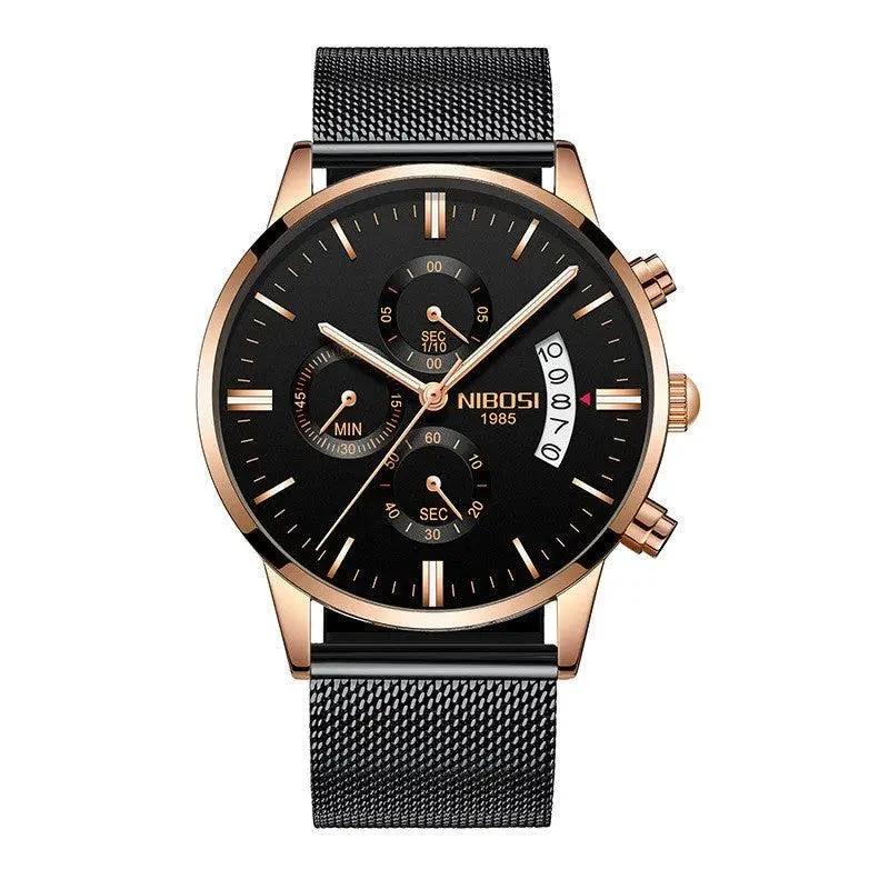 Men's stylish MANDOTOS watch with a sleek metal band and round dial, showcasing a modern timepiece design.