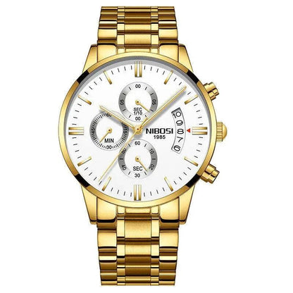 Mandotos men's stylish watch with a sleek metal band and round dial, showcasing a modern timepiece design.