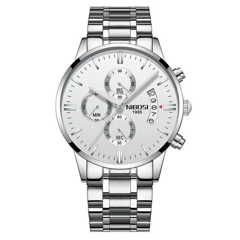 Mandotos men's stylish watch with a sleek metal band and round dial, showcasing modern design and craftsmanship.
