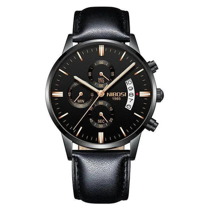 Mandotos men's stylish watch with black leather strap and silver dial, showcasing a modern timepiece from the collection.