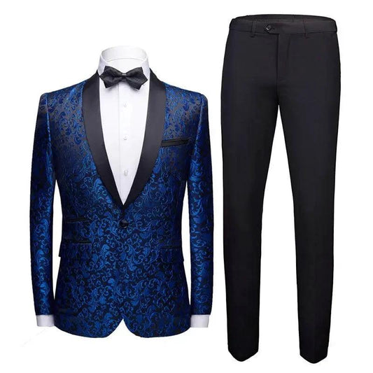 Men's wedding suit set by MANDOTOS, formal dress suit with jacket, trousers, and shirt for special occasions.