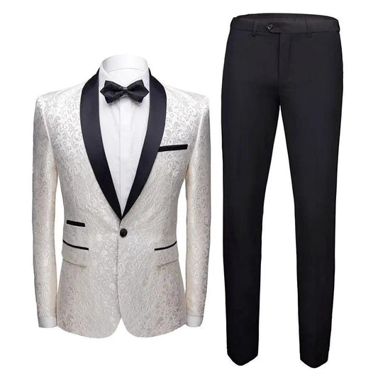 Men's wedding suit set by MANDOTOS, formal dress suit with jacket, trousers, and shirt, perfect for special occasions.
