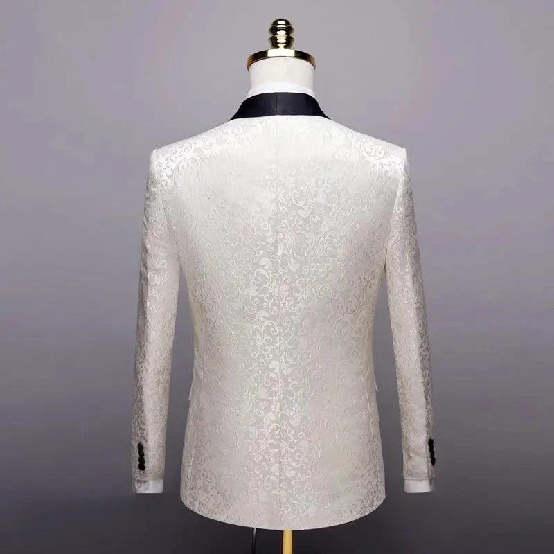 Men's wedding suit set by MANDOTOS, formal dress suit with jacket, trousers, and tie, perfect for wedding ceremonies and formal events.
