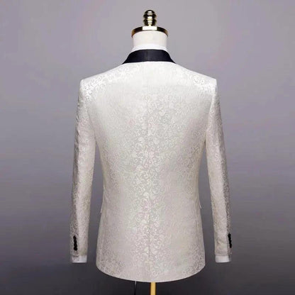 Men's wedding suit set by MANDOTOS, formal dress suit with jacket, trousers, and tie, perfect for wedding ceremonies and formal events.