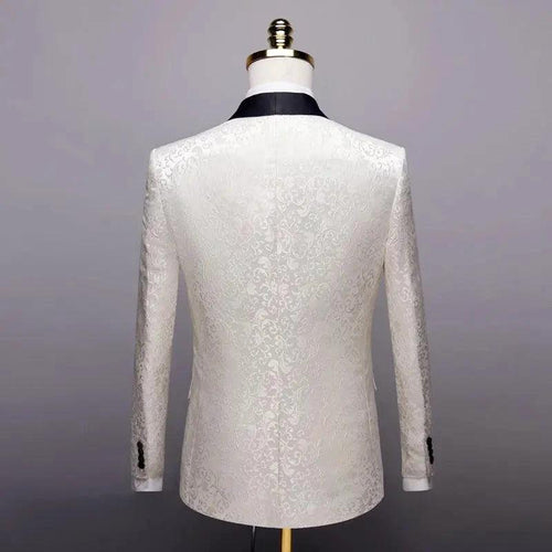 Men's wedding suit set by MANDOTOS, formal dress suit with jacket, trousers, and tie, perfect for wedding ceremonies and formal events.