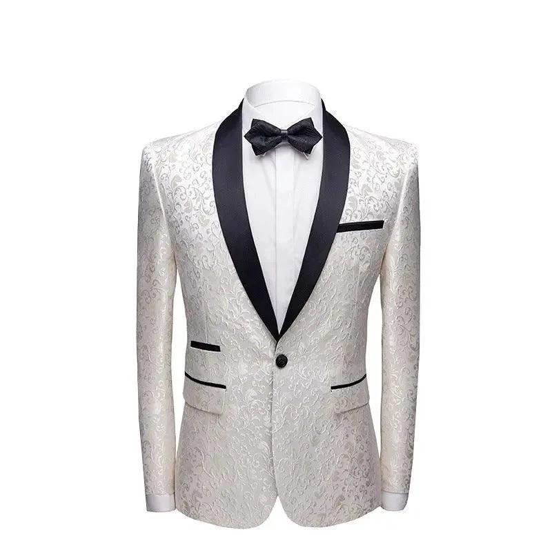 Men's wedding suit set by MANDOTOS, formal dress suit with jacket, trousers, and shirt for special occasions.