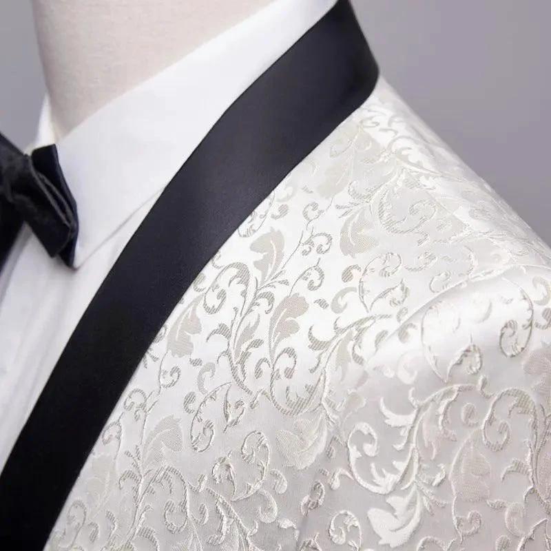 Men's wedding suit set by MANDOTOS, formal dress suit with jacket, trousers, and tie, ideal for special occasions and weddings.