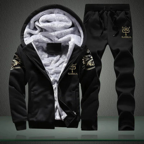 Men's winter sports set by MANDOTOS, stylish and warm 2-piece outdoor ensemble with insulated jacket and pants for winter adventures.
