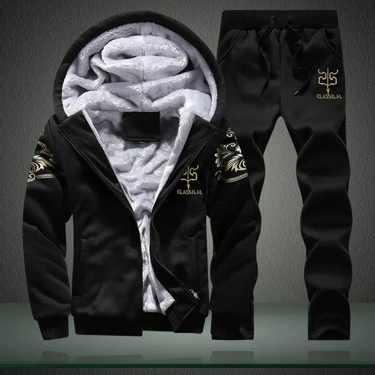Men's winter sports set by MANDOTOS, stylish and warm 2-piece outdoor ensemble with insulated jacket and pants for winter adventures.