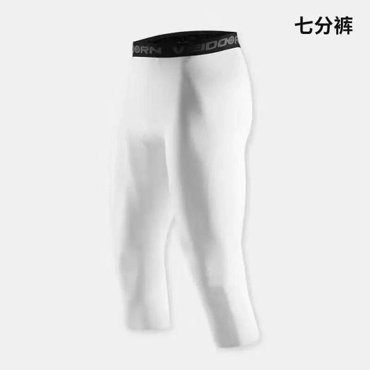 Mandotos men's compression pants with cooling dry fabric, designed for running, sports, and workout activities.