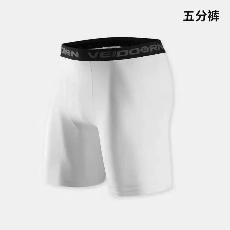 Mandotos men's compression pants in black, lightweight sports leggings with a snug fit, suitable for running and athletic workouts.