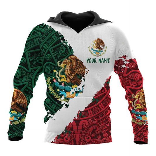 Mandotos Mexico 3D eagle print pullover hoodie in soft corduroy fabric, featuring a bold eagle graphic on the front.
