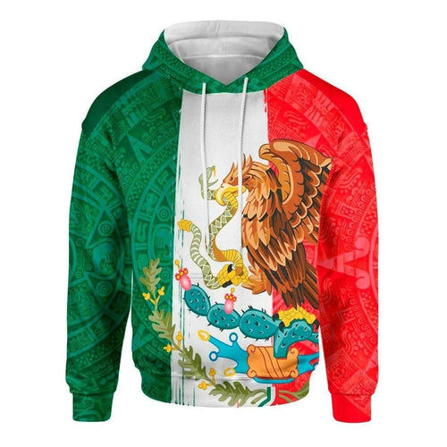 Mandotos Mexico 3D eagle print pullover hoodie in soft corduroy fabric, featuring detailed eagle graphic design.