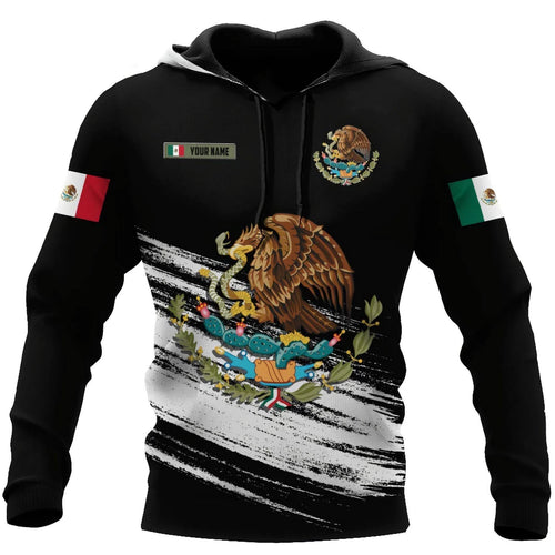 Mandotos Mexico 3D eagle print pullover hoodie in soft corduroy fabric, featuring a detailed eagle design on the front.